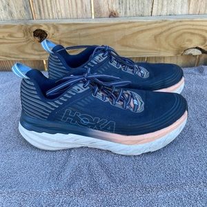 Hoka One One Bondi 6 Running Shoes Womens Size 10 Blue and Pink